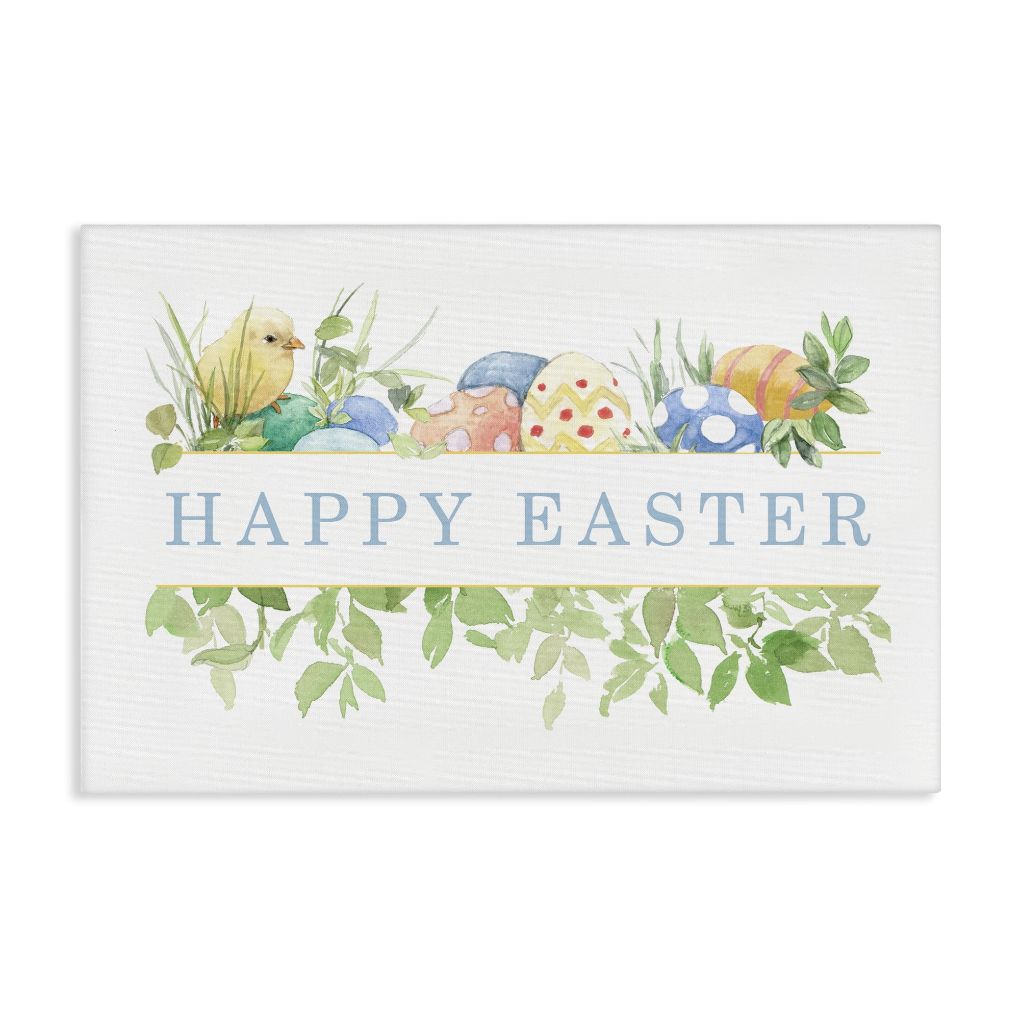 Stupell Industries Floral Happy Easter Holiday Painting Wrapped Canvas Art Print Wall Art, 45 x 30