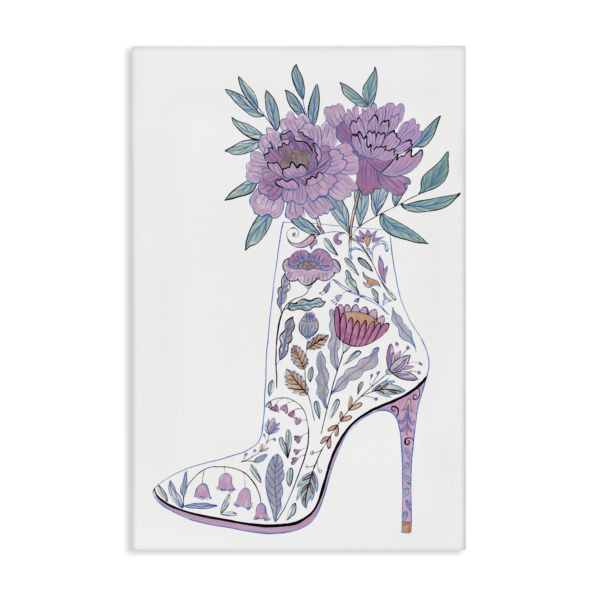 Stupell Industries Floral Heel Bouquet Botanical & Floral Painting Gallery Wrapped Canvas Art Print Wall Art, 30 x 45