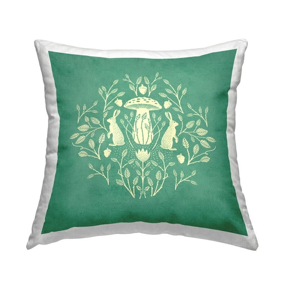 Stupell Industries Floral Herbs with Rabbits Decorative Printed Throw Pillow Design by Katie O'Shea .