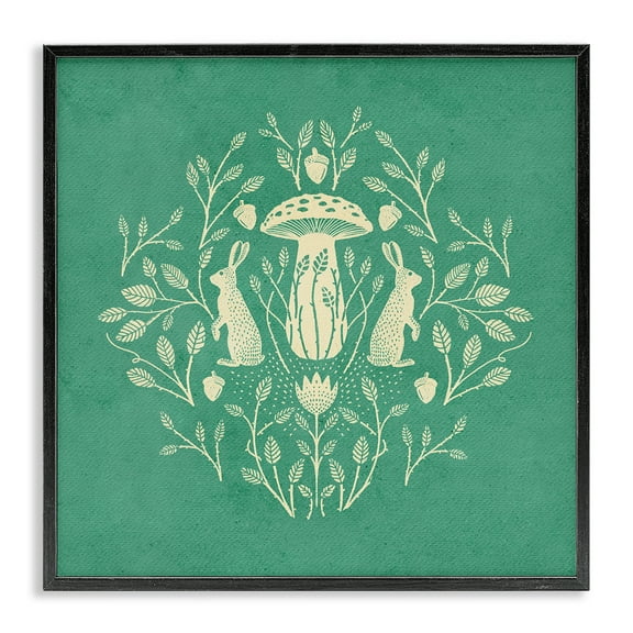 Stupell Industries Floral Herbs with Rabbits Plants & Flowers Painting Black Framed Art Print Wall Art, 12 x 12