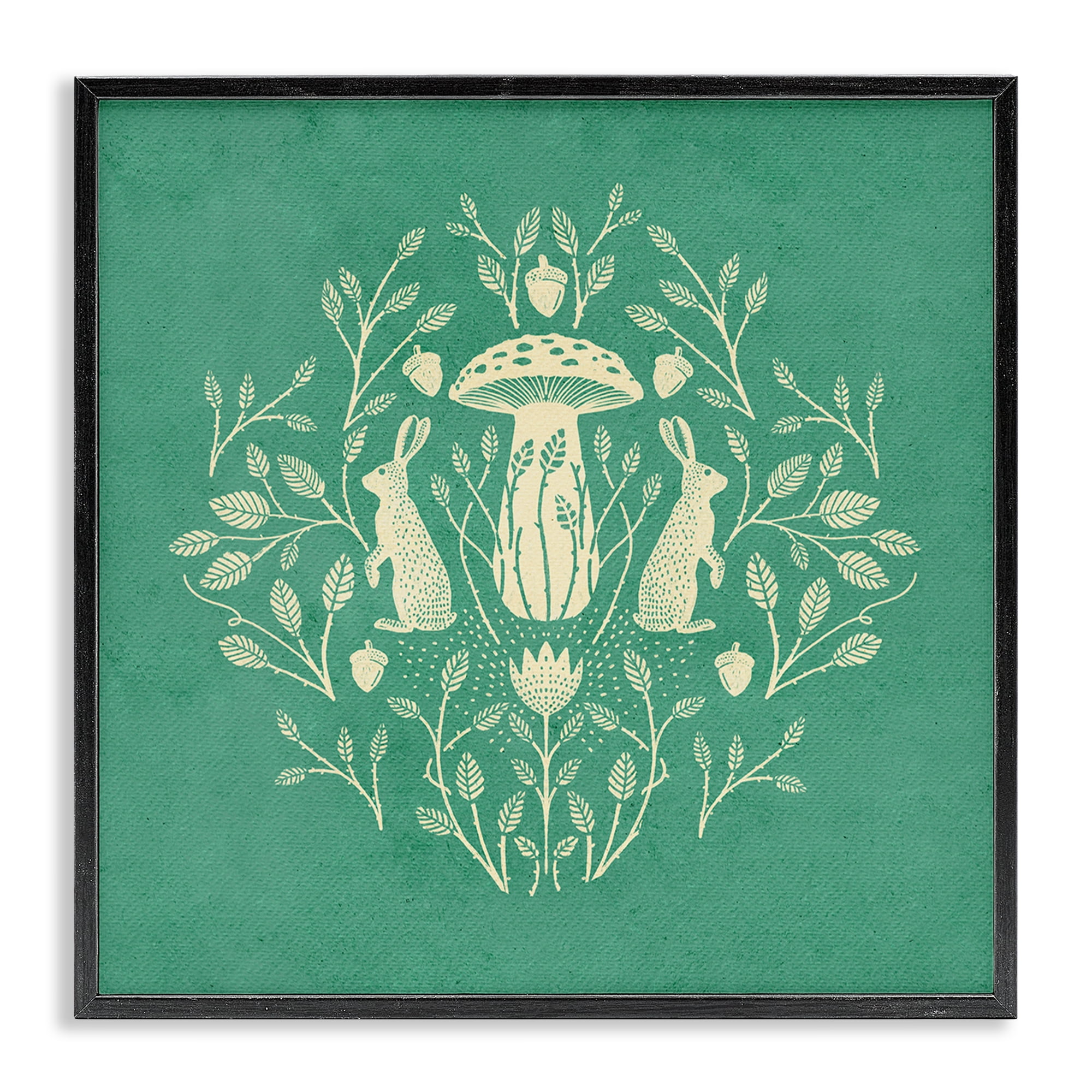 Stupell Industries Floral Herbs with Rabbits Plants & Flowers Painting Black Framed Art Print Wall Art, 24 x 24