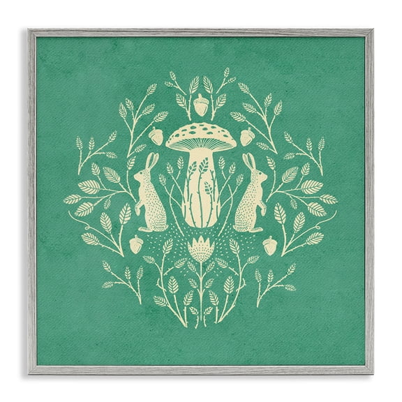 Stupell Industries Floral Herbs with Rabbits Plants & Flowers Painting Gray Framed Art Print Wall Art, 24 x 24