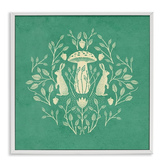 Stupell Industries Floral Herbs with Rabbits Plants & Flowers Painting White Framed Art Print Wall Art, 12 x 12