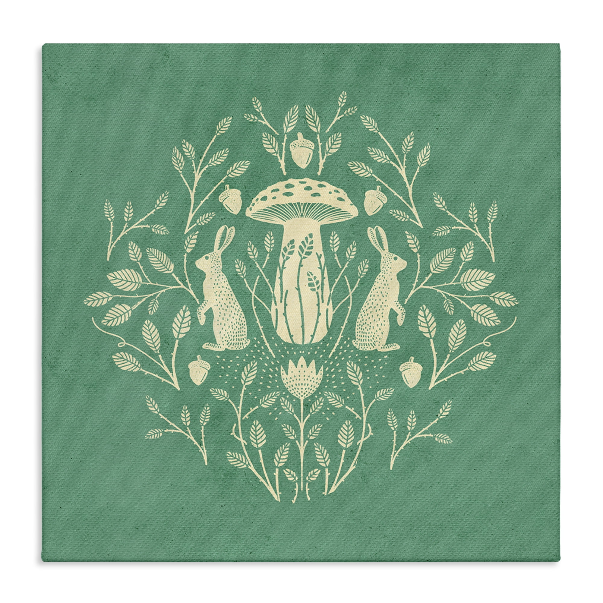 Stupell Industries Floral Herbs with Rabbits Plants & Flowers Painting Wrapped Canvas Art Print Wall Art, 30 x 30