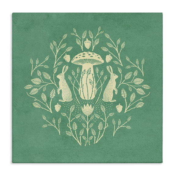 Stupell Industries Floral Herbs with Rabbits Plants & Flowers Painting Wrapped Canvas Art Print Wall Art, 30 x 30