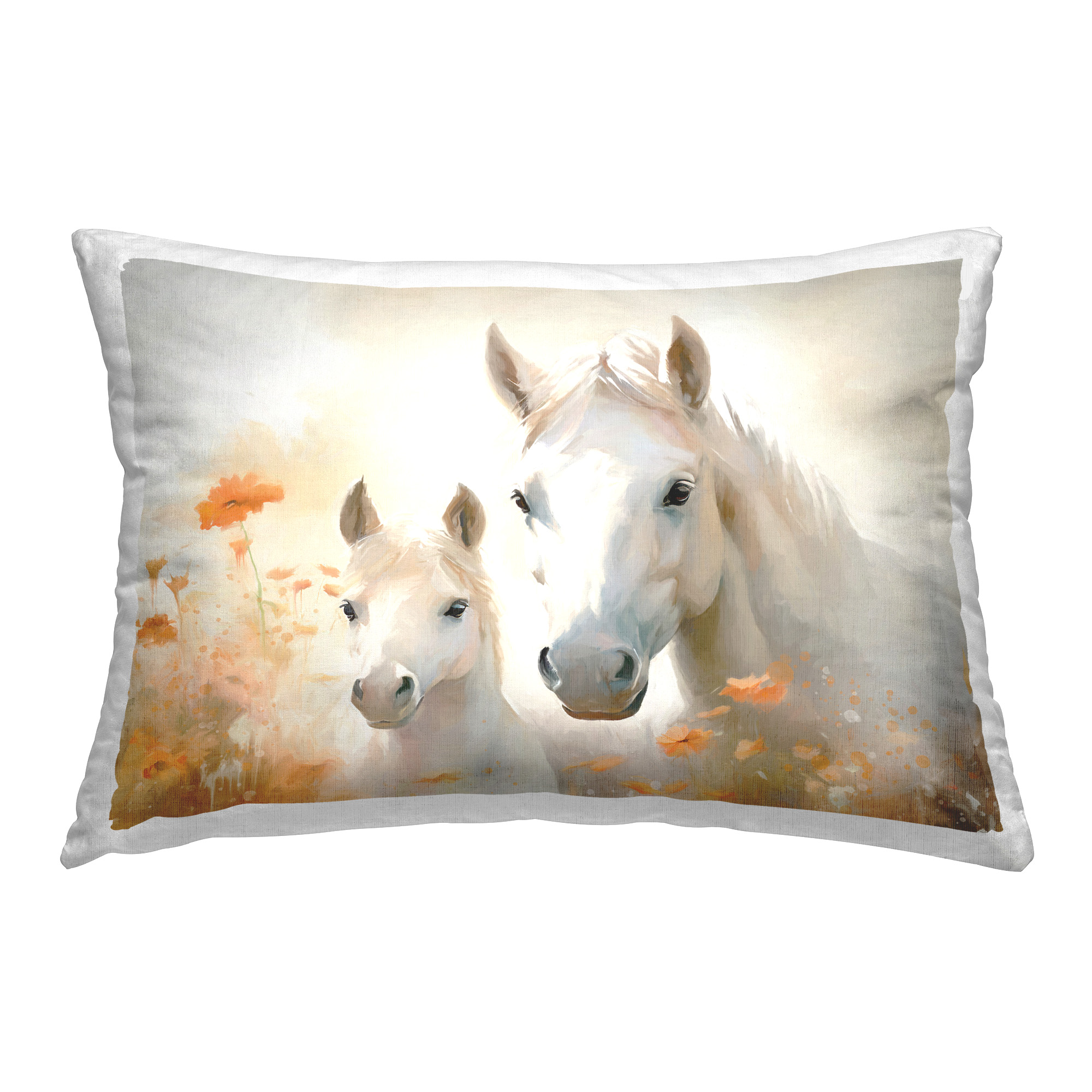 Stupell Industries Floral Horse & Foal Decorative Printed Throw Pillow Design by Ramona Murdock