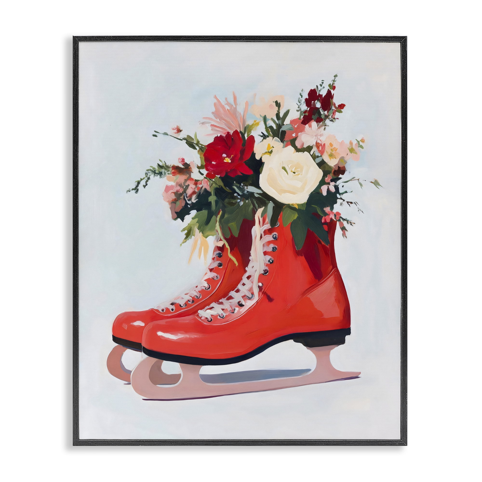 Stupell Industries Floral Ice Skates Black Framed Giclee Art, design by The Prints Vibe