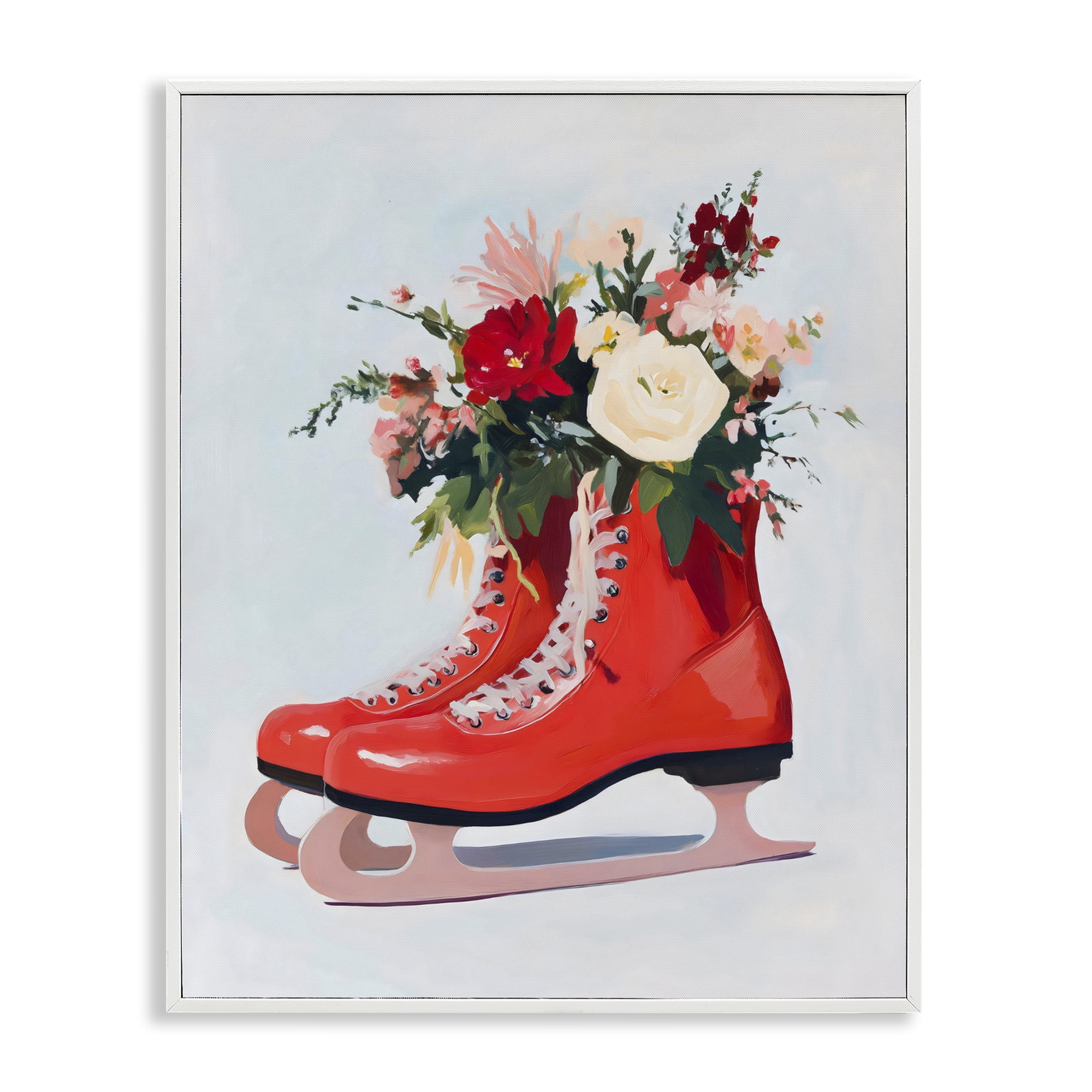Stupell Industries Floral Ice Skates White Framed Giclee Art, design by The Prints Vibe