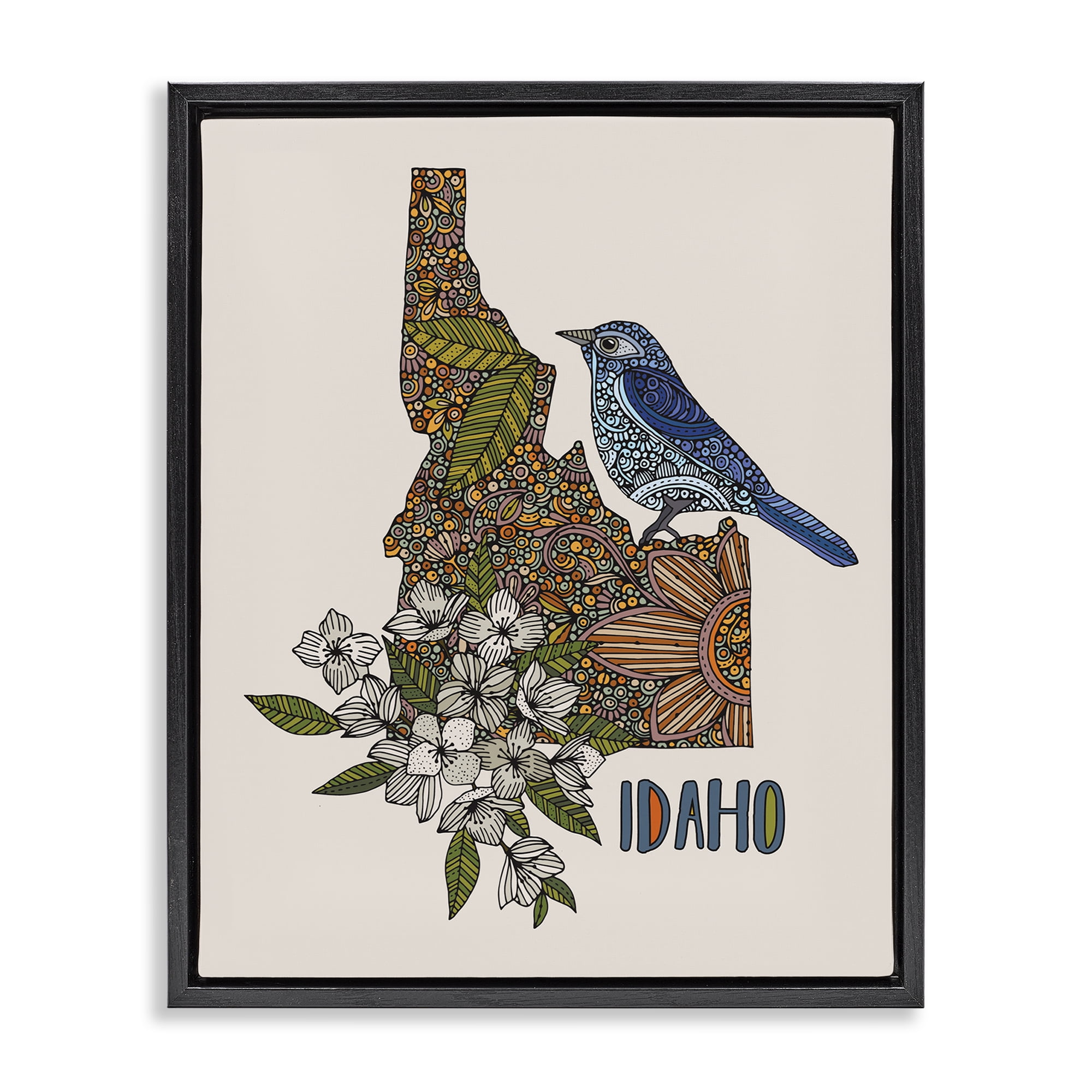 Stupell Industries Floral Idaho State Botanical & Floral Painting Black Floater Framed Art Print Wall Art, 25 x 31