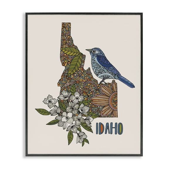 Stupell Industries Floral Idaho State Botanical & Floral Painting Black Framed Art Print Wall Art, 11 x 14