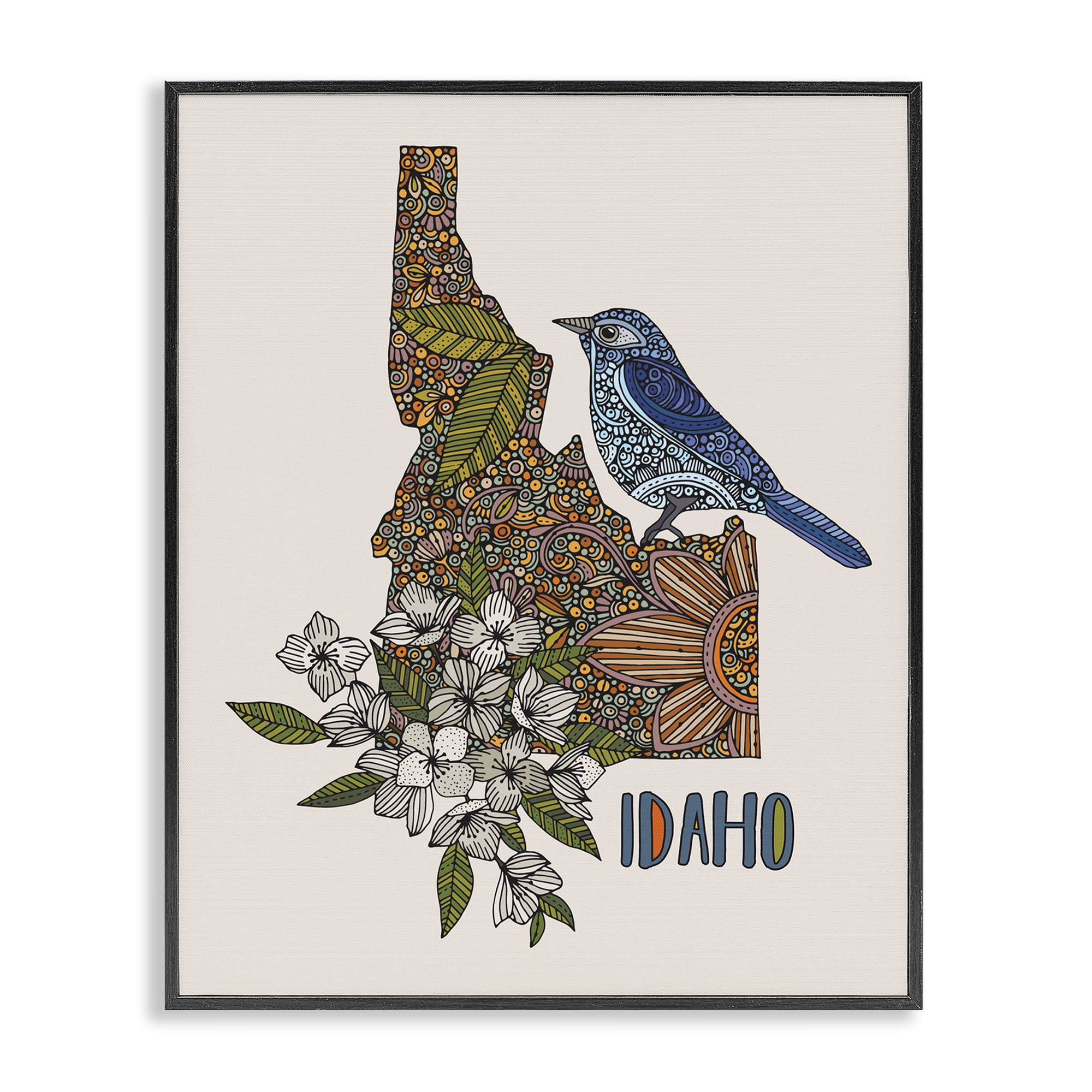 Stupell Industries Floral Idaho State Botanical & Floral Painting Black Framed Art Print Wall Art, 24 x 30