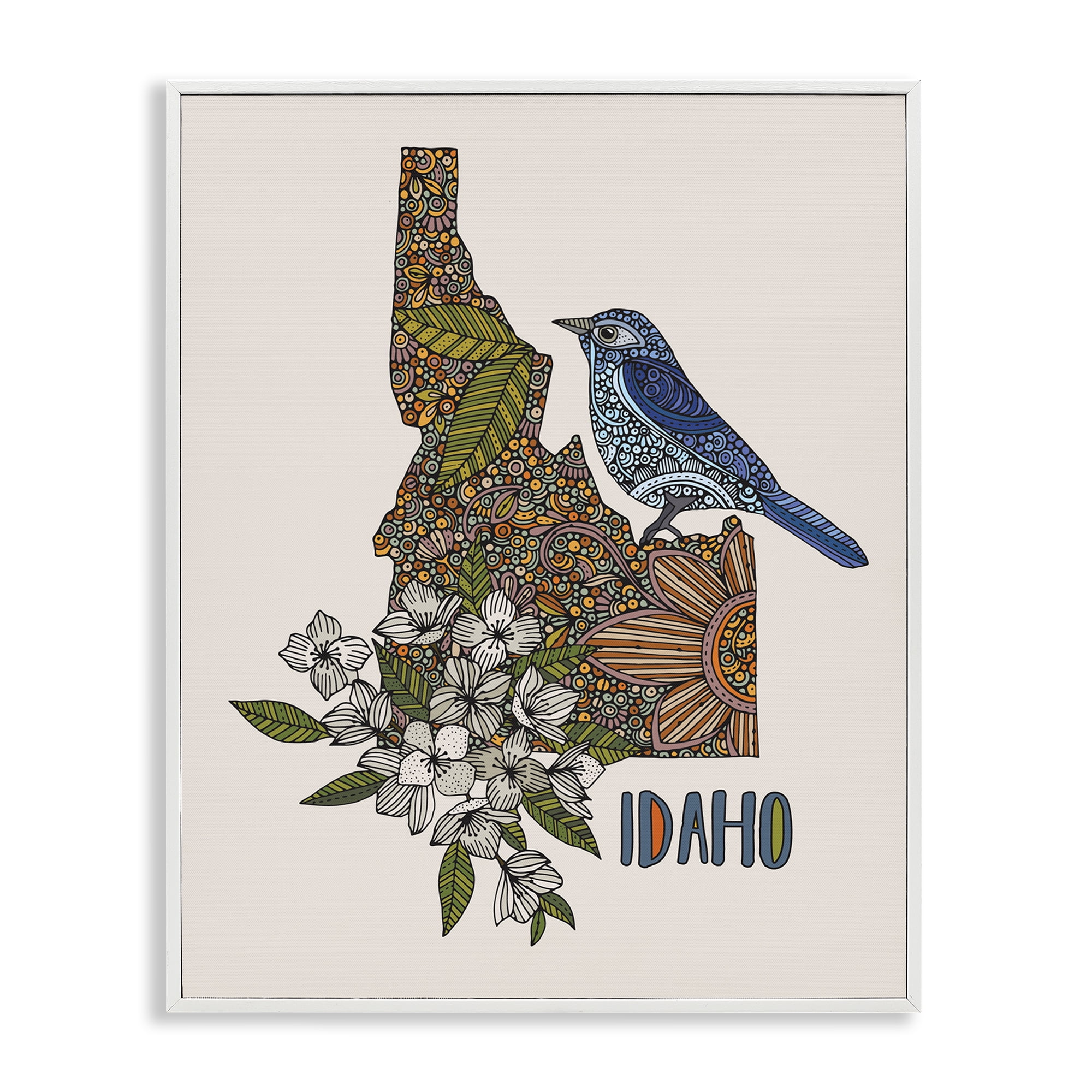 Stupell Industries Floral Idaho State Botanical & Floral Painting White Framed Art Print Wall Art, 24 x 30