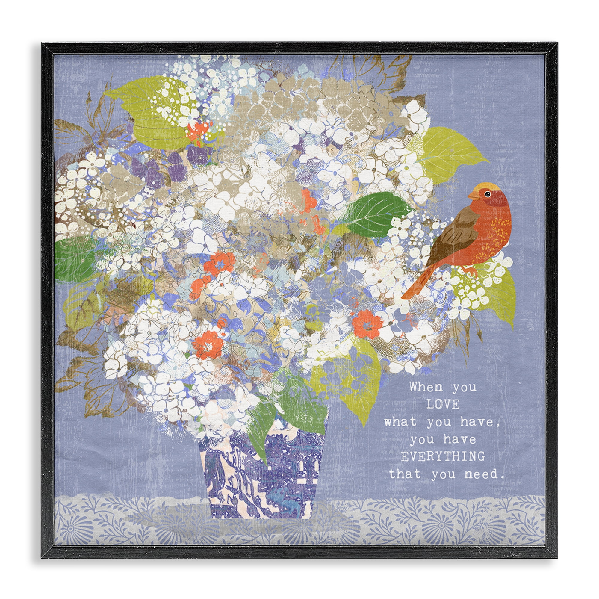 Stupell Industries Floral Inspiration On Love Black Framed Giclee Art, design by Suzanne Nicoll