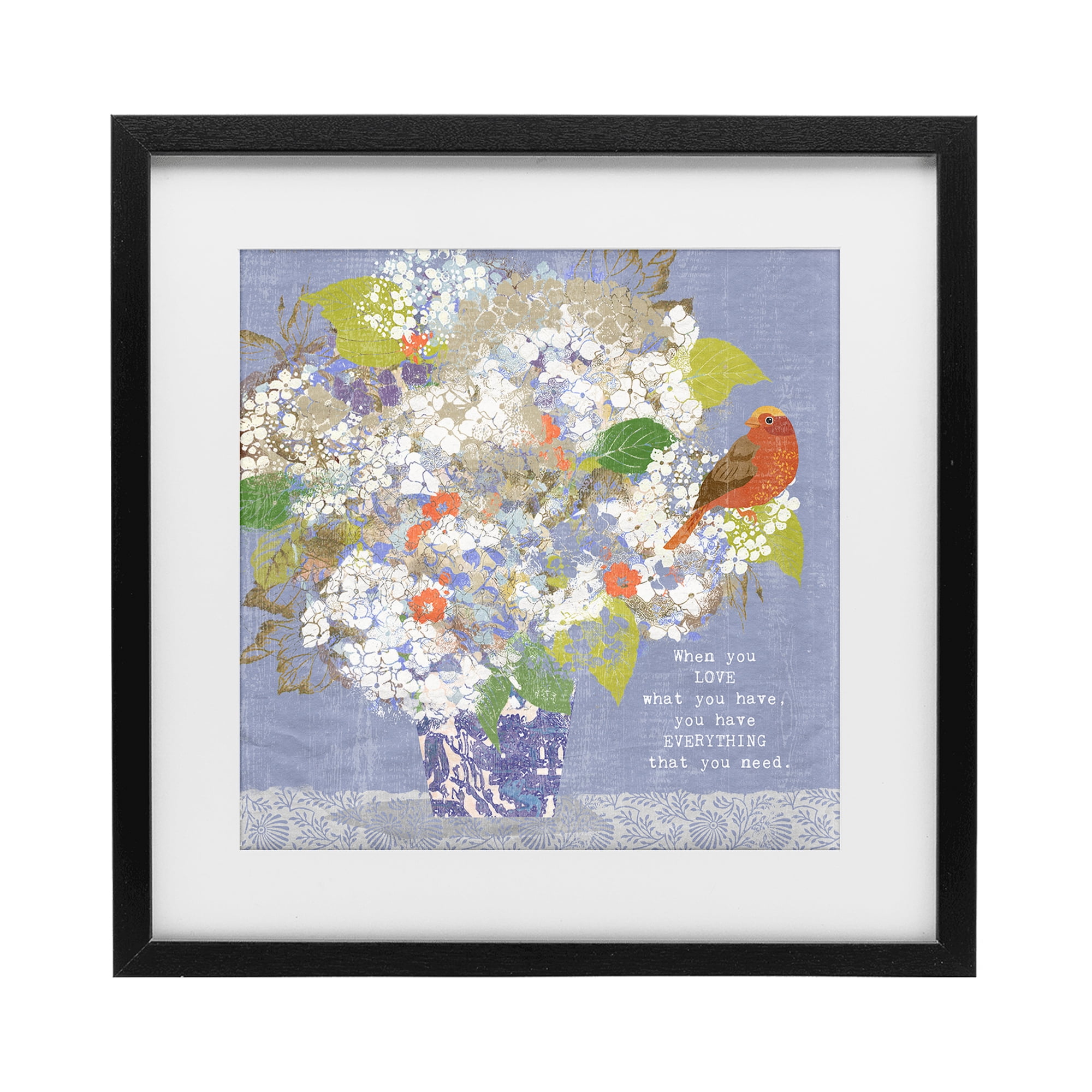Stupell Industries Floral Inspiration On Love Black Framed Print Under Glass, design by Suzanne Nicoll