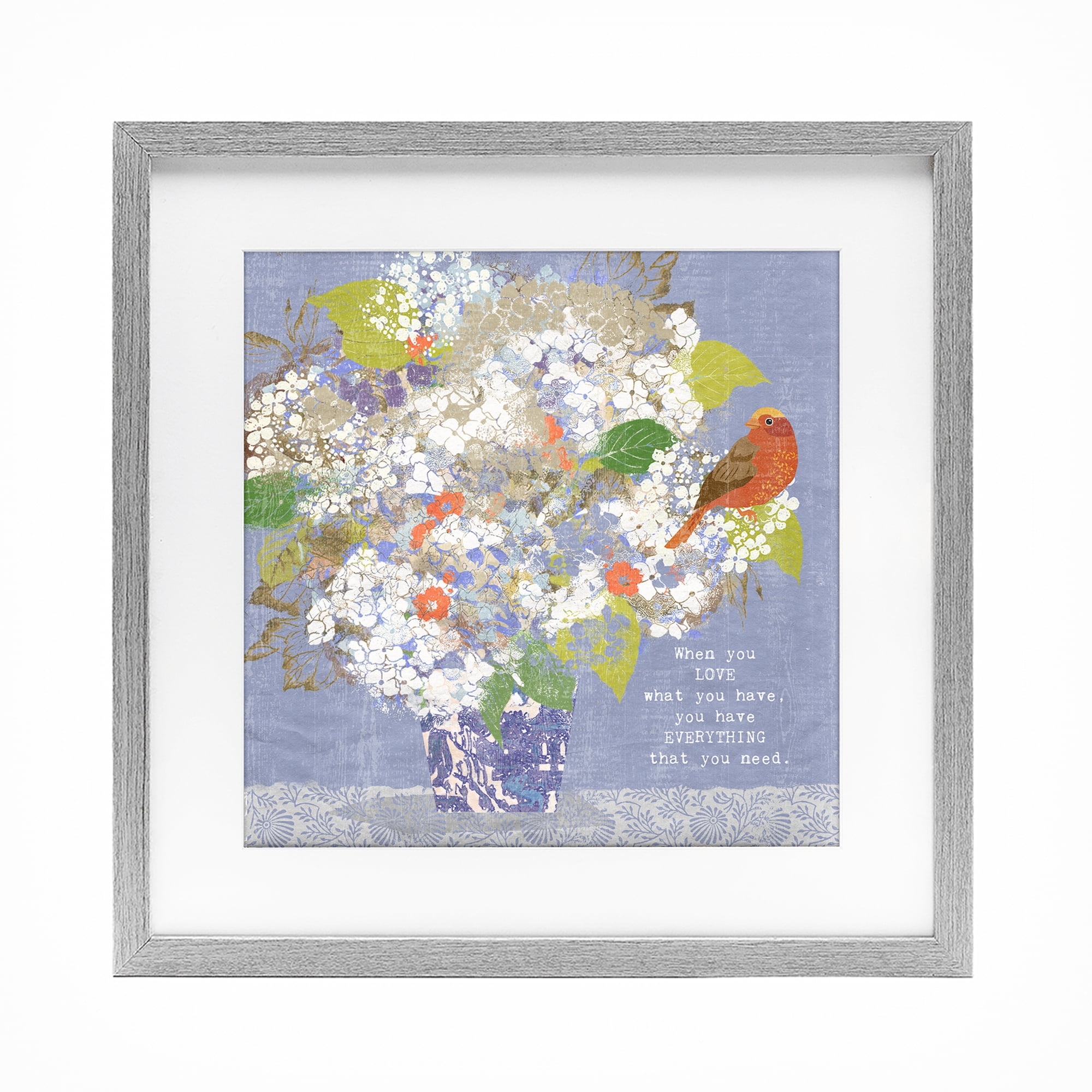 Stupell Industries Floral Inspiration On Love Gray Framed Print Under Glass, design by Suzanne Nicoll