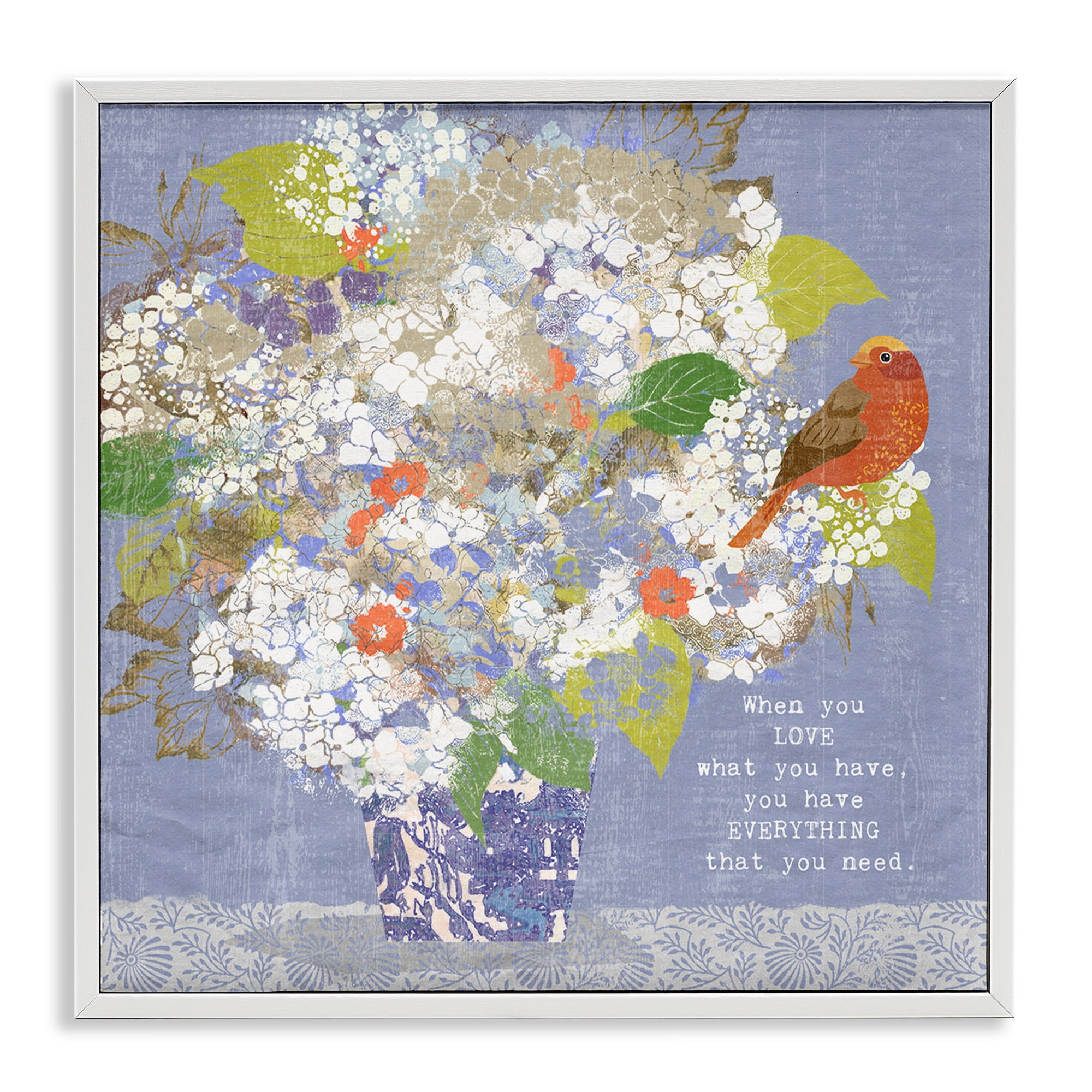 Stupell Industries Floral Inspiration On Love White Framed Giclee Art, design by Suzanne Nicoll