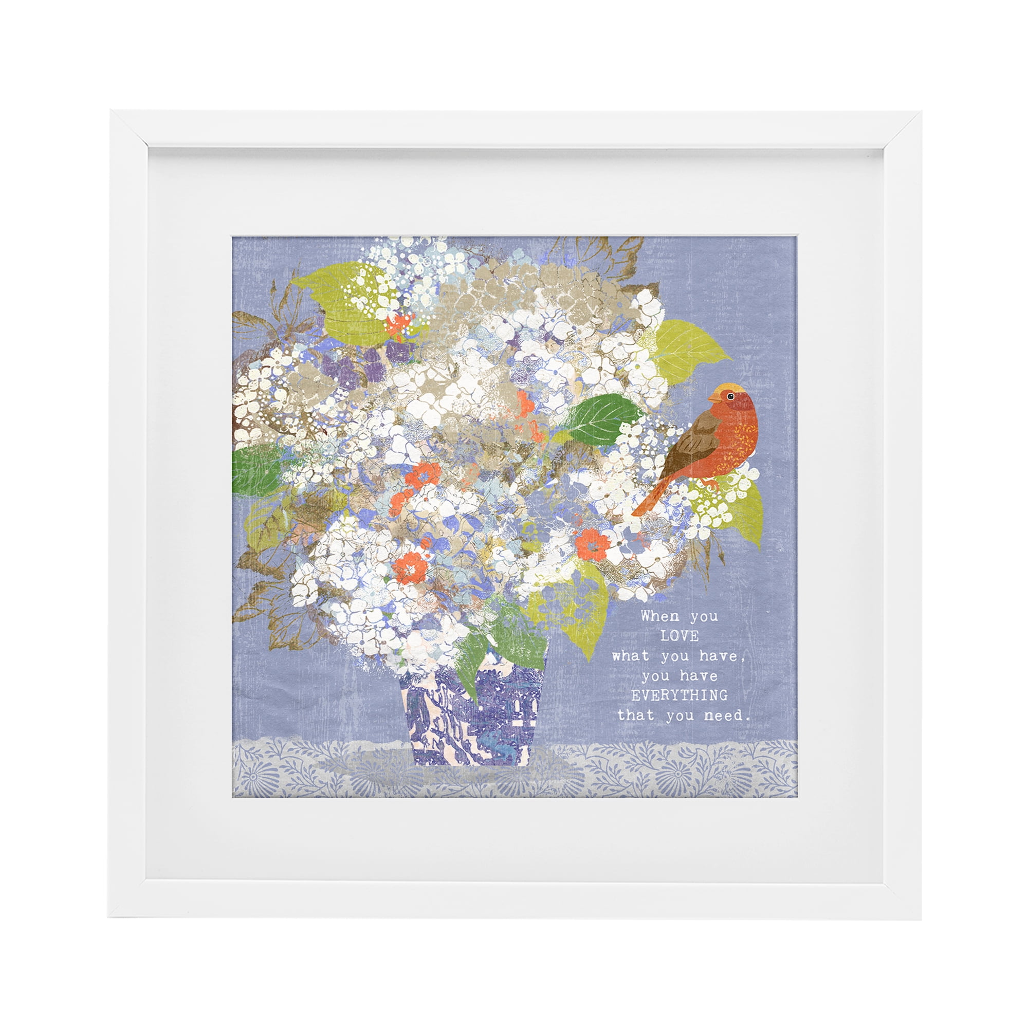 Stupell Industries Floral Inspiration On Love White Framed Print Under Glass, design by Suzanne Nicoll