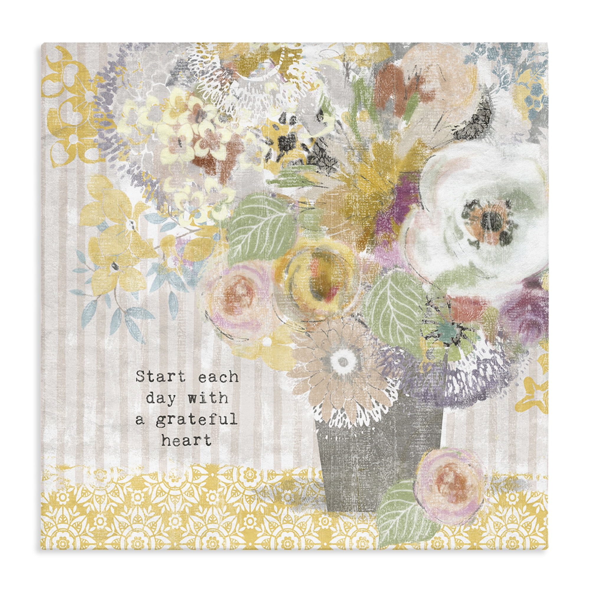 Stupell Industries Floral Inspirations Grateful Heart Canvas Wall Art, design by Suzanne Nicoll