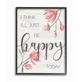 thumbnail image 1 of Stupell Industries Floral Just Be Happy Inspirational Quote Spring Feminine Framed Wall Art Design by Daphne Polselli, 24" x 30", Black Framed, 1 of 5