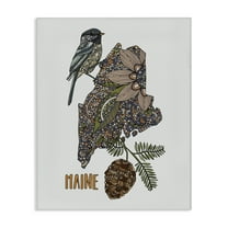 Stupell Industries Floral Maine State Botanical & Floral Painting Gallery Wrapped Canvas Art Print Wall Art, 16 x 20