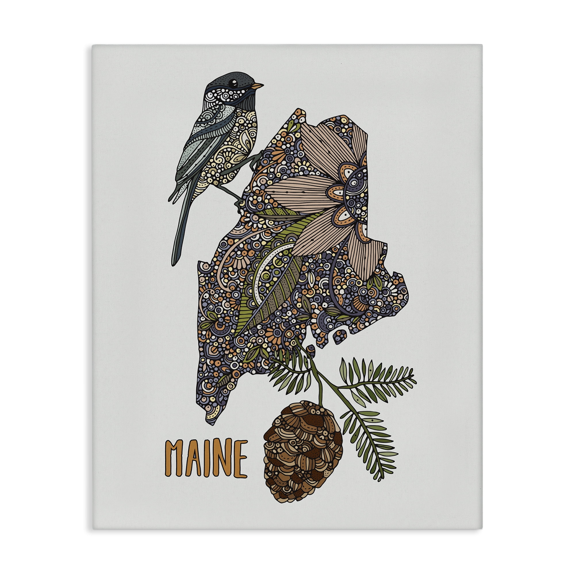 Stupell Industries Floral Maine State Botanical & Floral Painting Gallery Wrapped Canvas Art Print Wall Art, 24 x 30