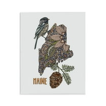 Stupell Industries Floral Maine State Botanical & Floral Painting Unframed Art Print Wall Art, 11 x 14