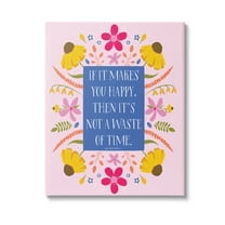 Stupell Industries Floral Makes You Happy Botanical & Floral Painting Gallery Wrapped Canvas Art Print Wall Art, 16 x 20