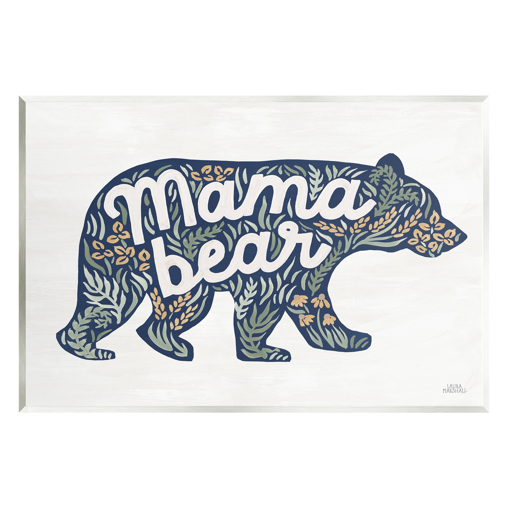 Stupell Industries Floral Mama Bear Phrase Botanical & Floral Painting Unframed Art Print Wall Art, 15 x 10