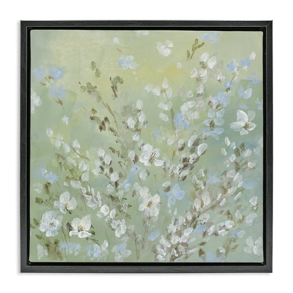 Stupell Industries Floral Meadow Wispy Willows Floral & Botanical Painting Black Floater Framed Canvas Art Print Wall Art, 18 x 18