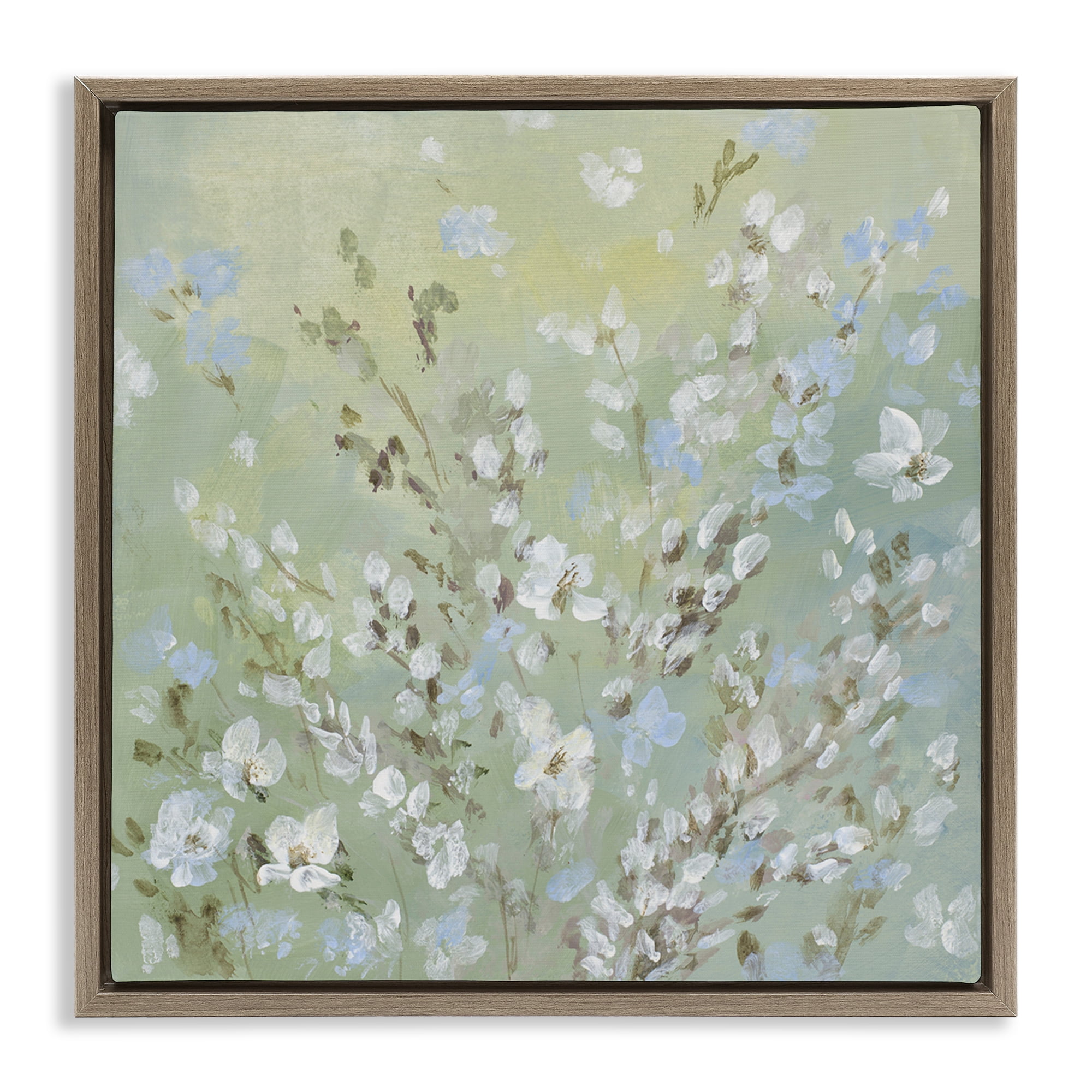 Stupell Industries Floral Meadow Wispy Willows Floral & Botanical Painting Brown Floater Framed Canvas Art Print Wall Art, 25 x 25