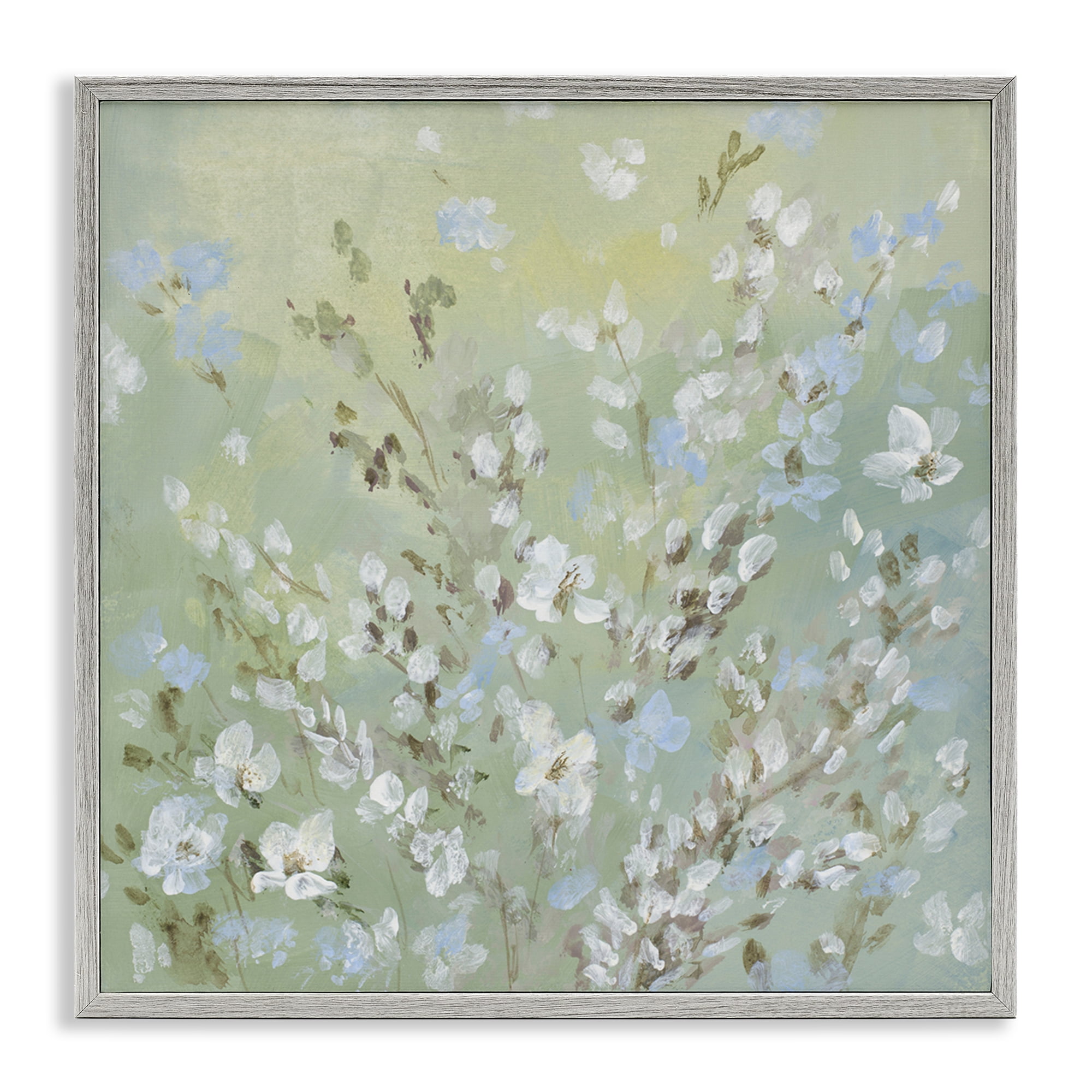 Stupell Industries Floral Meadow Wispy Willows Floral & Botanical Painting Gray Framed Art Print Wall Art, 24 x 24
