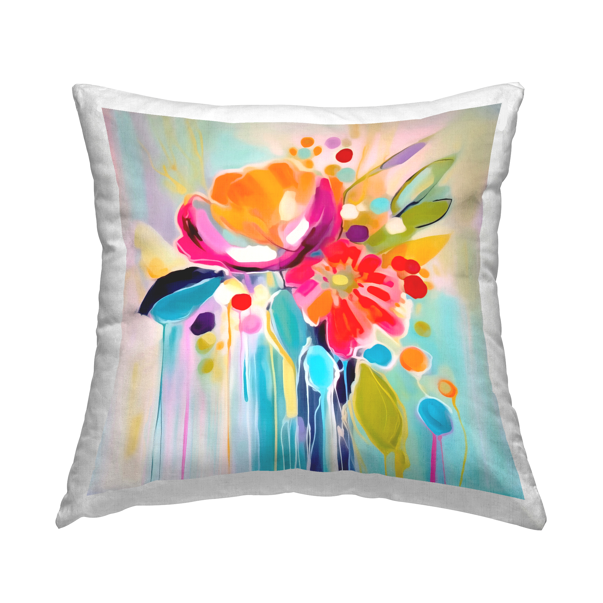Stupell Industries Floral Modern Drip Pattern Decorative Printed Throw Pillow, 18 x 18