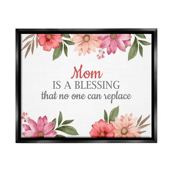 Stupell Industries Floral Mom Appreciation Botanical & Floral Painting Black Floater Framed Art Print Wall Art, 21 x 17