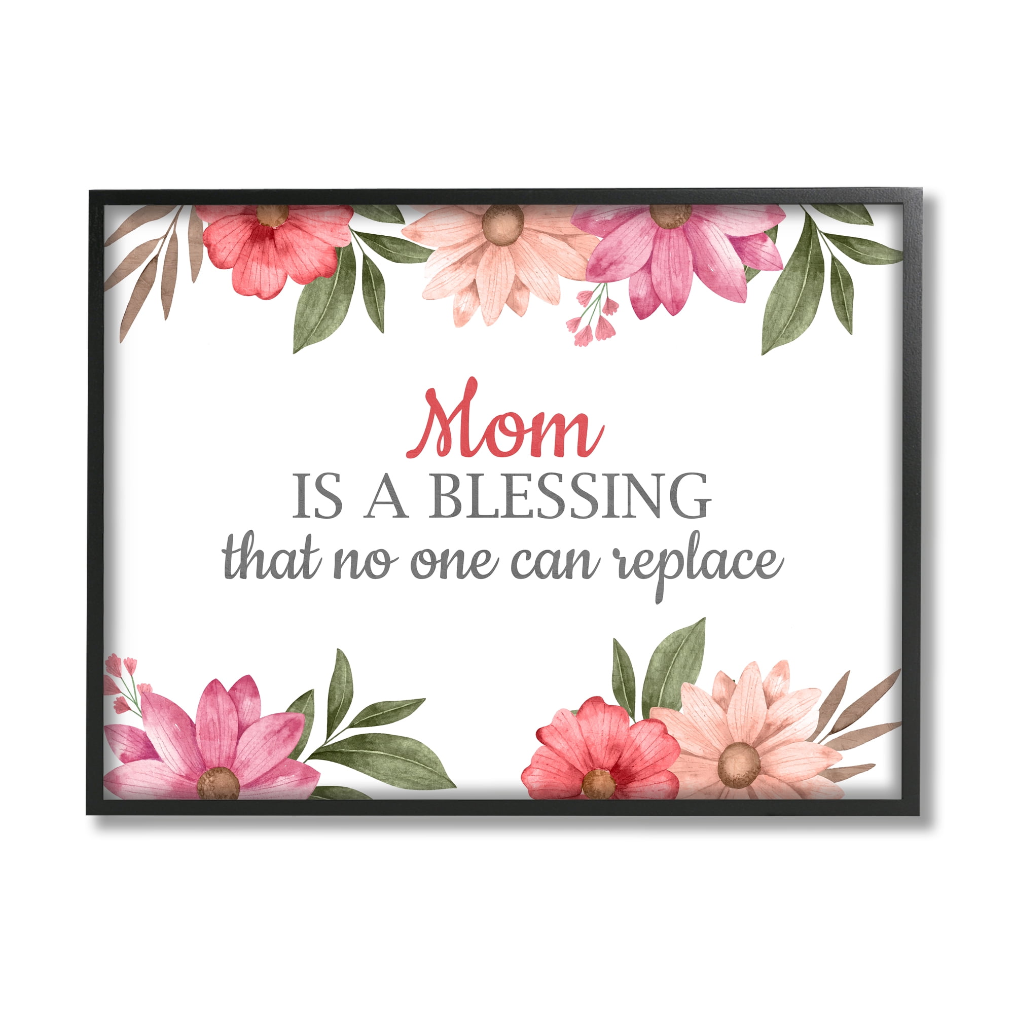 Stupell Industries Floral Mom Appreciation Botanical & Floral Painting Black Framed Art Print Wall Art, 20 x 16