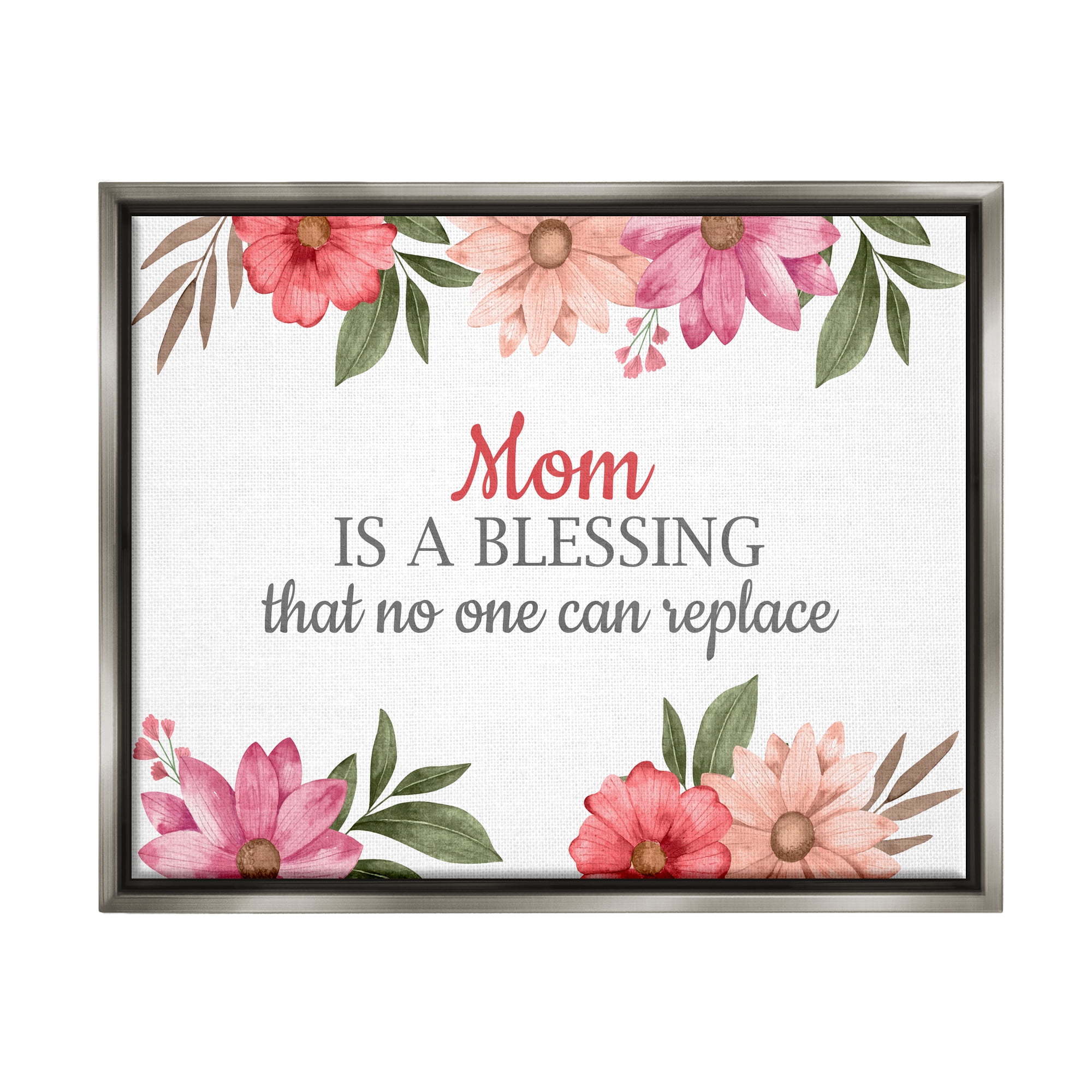 Stupell Industries Floral Mom Appreciation Botanical & Floral Painting Gray Floater Framed Art Print Wall Art, 31 x 25