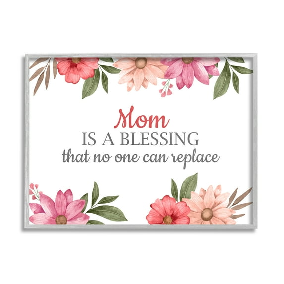 Stupell Industries Floral Mom Appreciation Botanical & Floral Painting Gray Framed Art Print Wall Art, 14 x 11