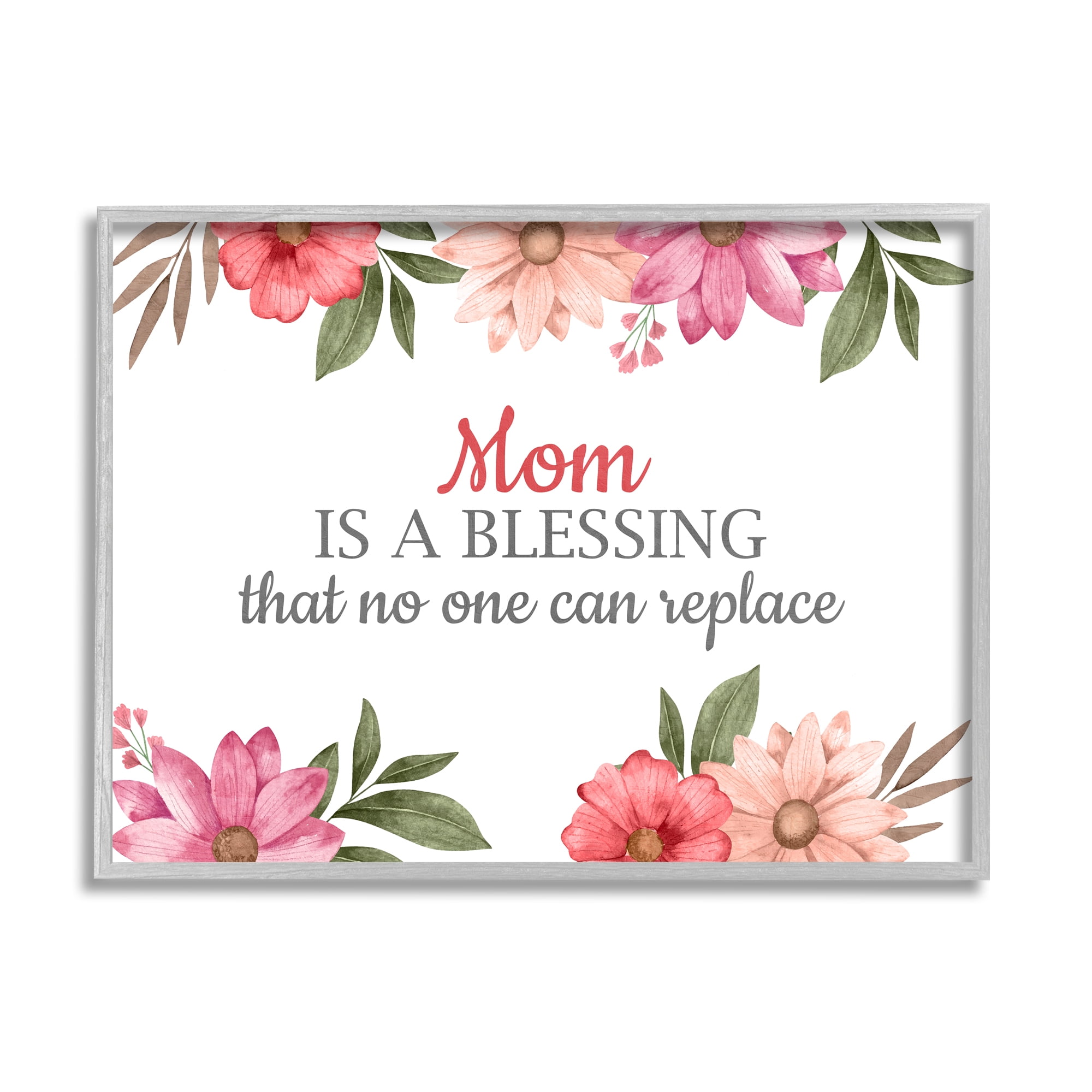 Stupell Industries Floral Mom Appreciation Botanical & Floral Painting Gray Framed Art Print Wall Art, 20 x 16