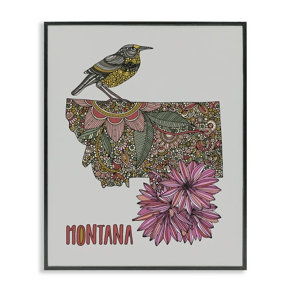 Stupell Industries Floral Montana State Botanical & Floral Painting Black Framed Art Print Wall Art, 11 x 14