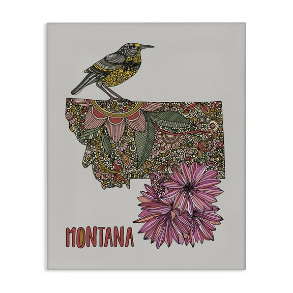 Stupell Industries Floral Montana State Botanical & Floral Painting Gallery Wrapped Canvas Art Print Wall Art, 16 x 20