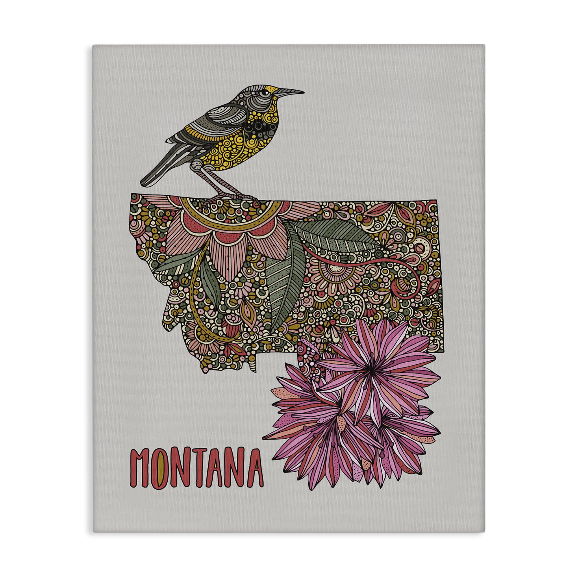 Stupell Industries Floral Montana State Botanical & Floral Painting Gallery Wrapped Canvas Art Print Wall Art, 30 x 40