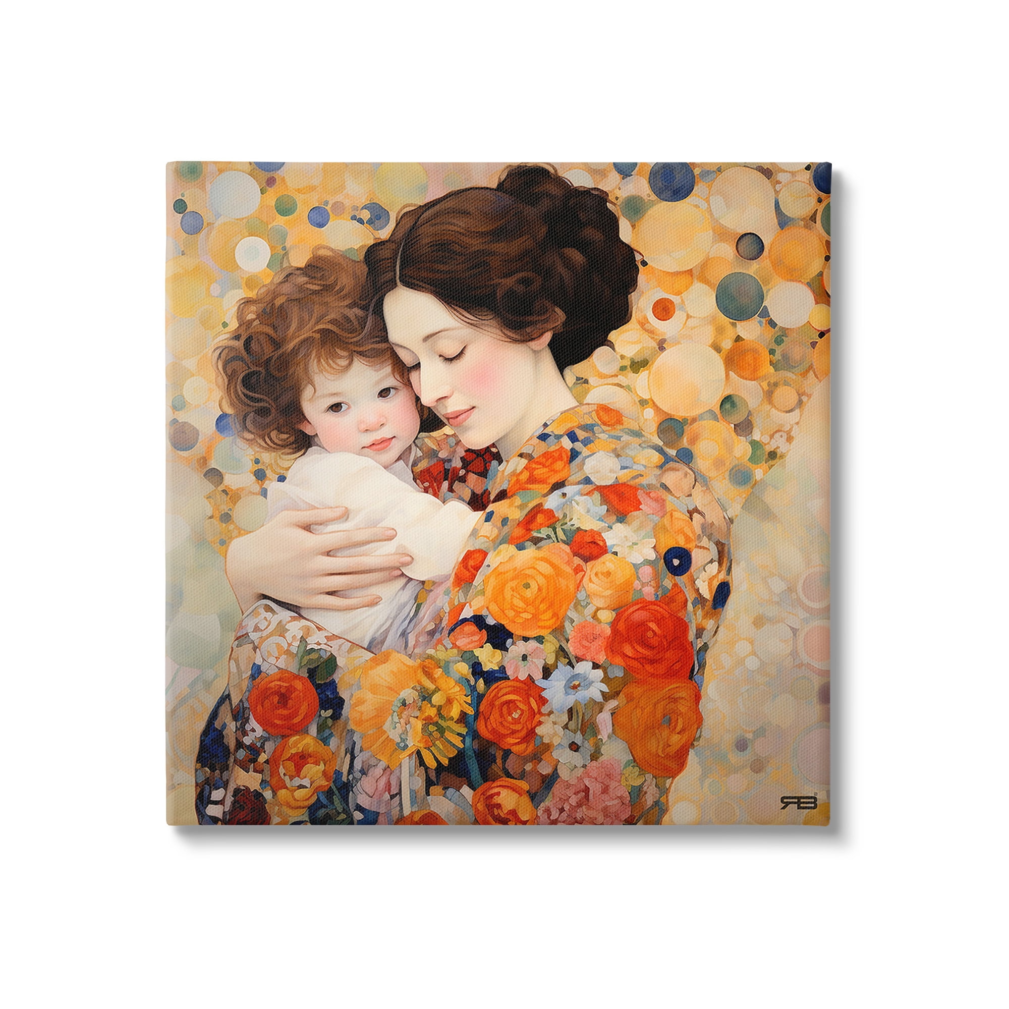 Stupell Industries Floral Mother & Baby Abstract Painting Gallery Wrapped Canvas Art Print Wall Art, 17 x 17