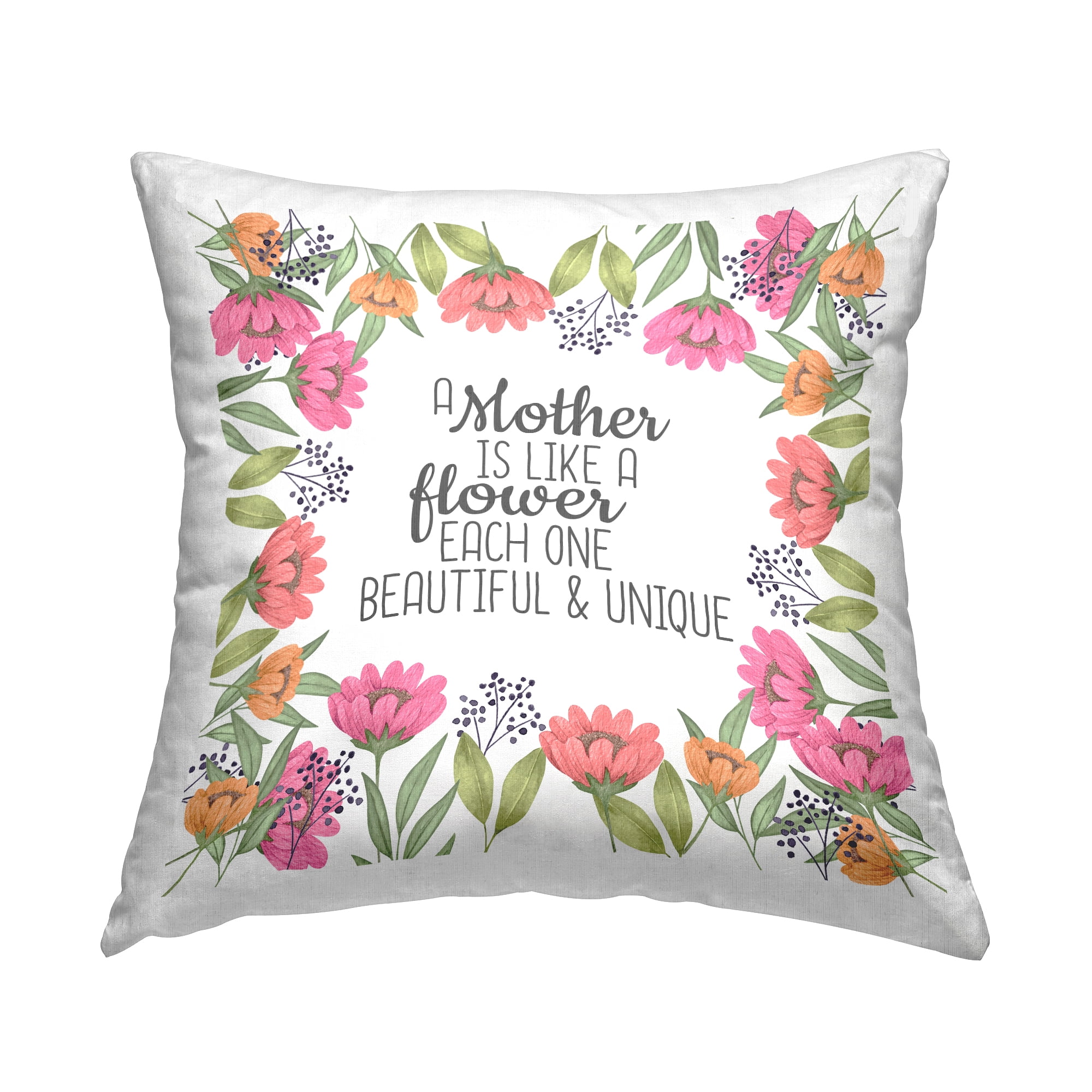 Stupell Industries Floral Mother's Day Phrase Square Decorative Printed Throw Pillow, 18 x 18