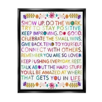 Stupell Industries Floral Motivational Phrases Botanical & Floral Painting Black Floater Framed Canvas Art Print Wall Art, 17 x 21