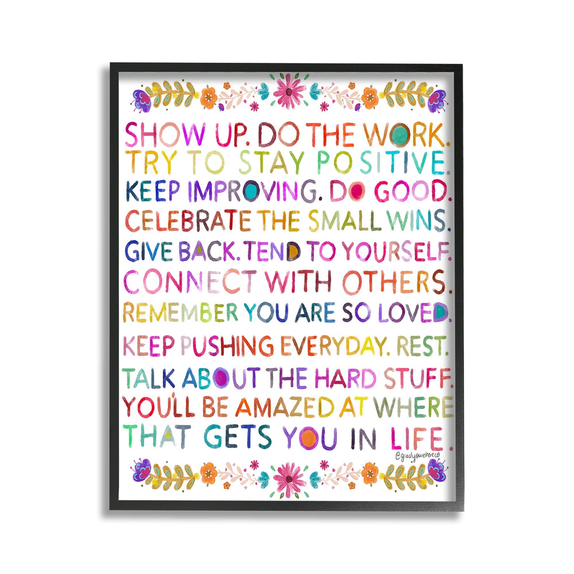 Stupell Industries Floral Motivational Phrases Botanical & Floral Painting Black Framed Art Print Wall Art, 11 x 14