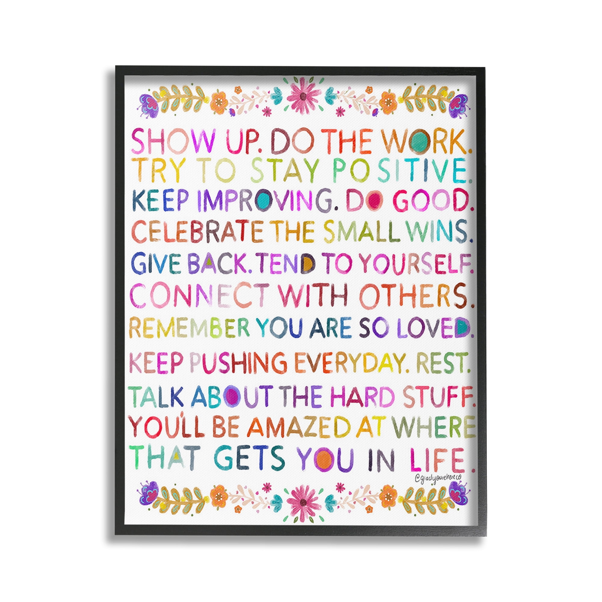 Stupell Industries Floral Motivational Phrases Botanical & Floral Painting Black Framed Art Print Wall Art, 24 x 30