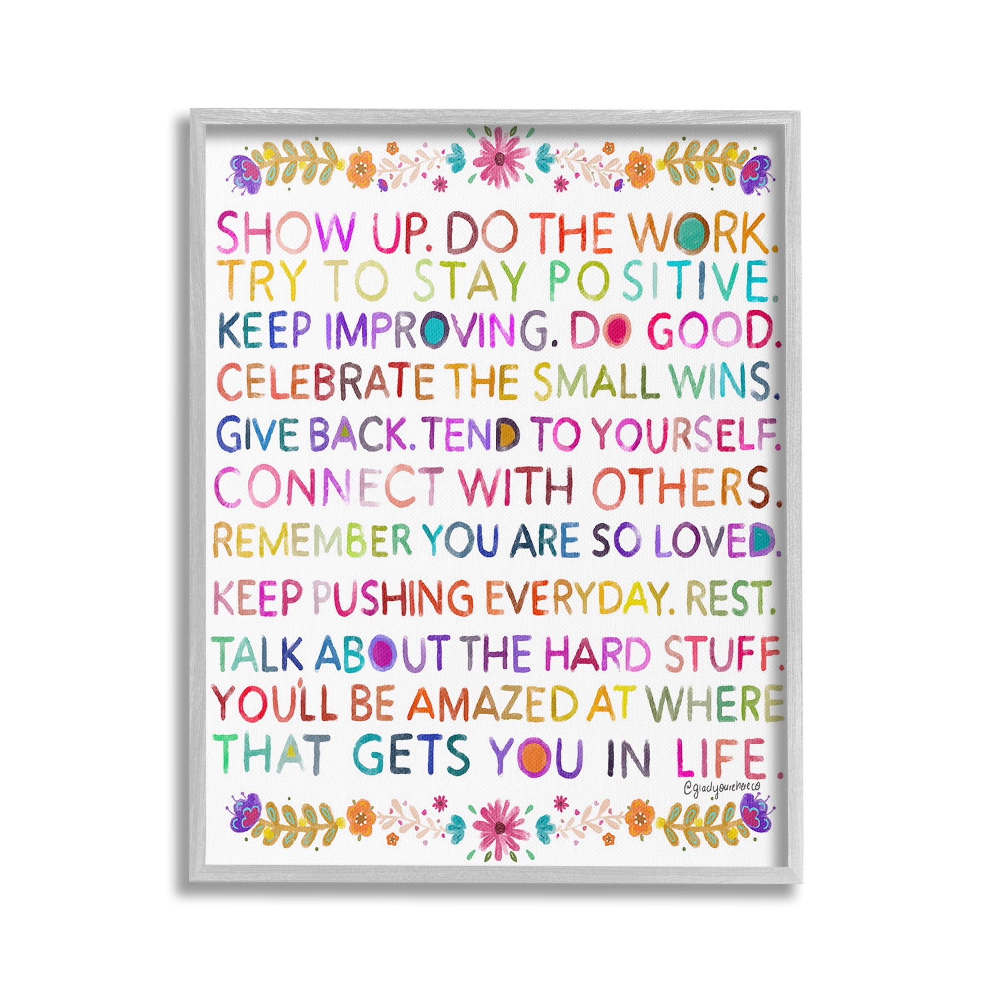 Stupell Industries Floral Motivational Phrases Botanical & Floral Painting Gray Framed Art Print Wall Art, 16 x 20
