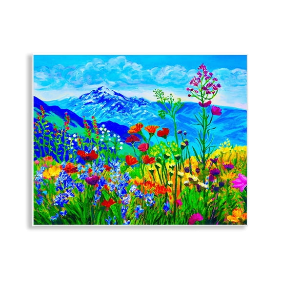 Floral Mountain Outlook Wall Plaque Art, 14 x 11, Made In USA