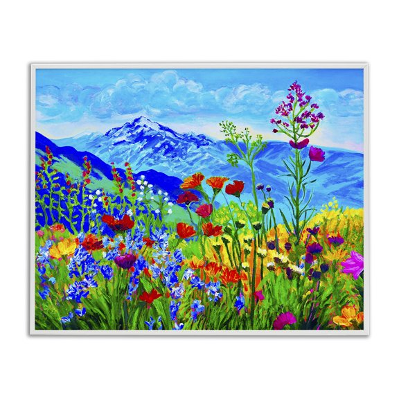 Floral Mountain Outlook White Framed Giclee Art, 20 x 16, Made In USA