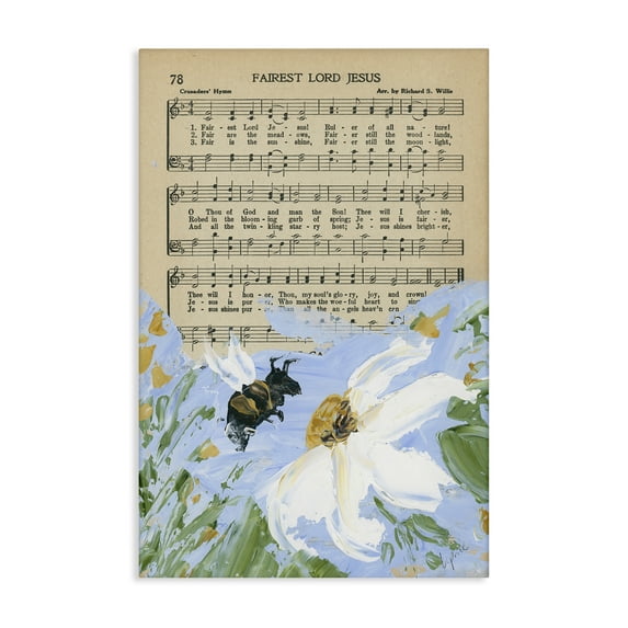 Stupell Industries Floral Music Hymn Religious Painting Gallery Wrapped Canvas Art Print Wall Art, 30 x 45