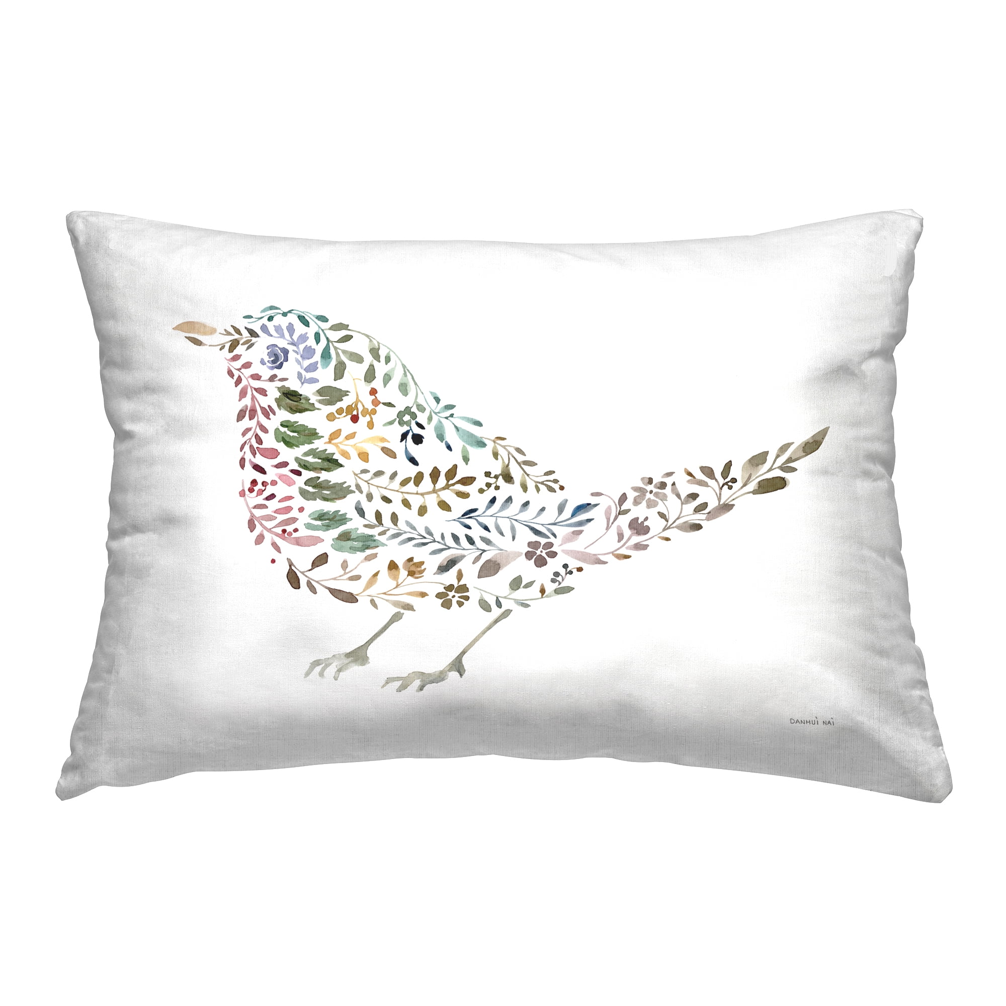 Stupell Industries Floral Nature Bird Decorative Printed Throw Pillow Design by Danhui Nai.